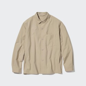 Beige Men Uniqlo AirSense Shirt jackets | ZJUQPH-945