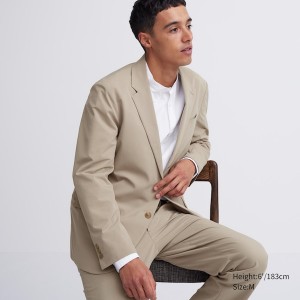 Beige Men Uniqlo AirSense jackets | 4362-GUSVE