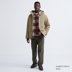 Beige Men Uniqlo Hybrid Down Parka | AXVFLU-746