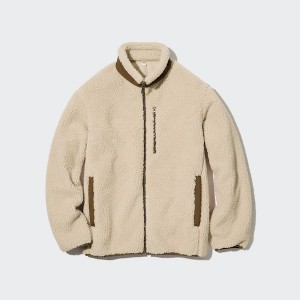 Beige Men Uniqlo Windproof Outer Fleece jackets | DGYORH-260