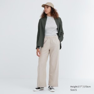 Beige Women Uniqlo Flannel Pants | 2583-YGSME