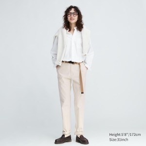 Beige Women Uniqlo Slim-Fit Chino Pants | 3457-FJQKL