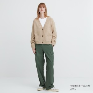 Beige Women Uniqlo Souffle Yarn Short Cardigan | 7492-ULVQX