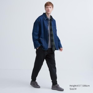 Black Men Uniqlo Cotton Relaxed Jogger | 0827-BJLUC