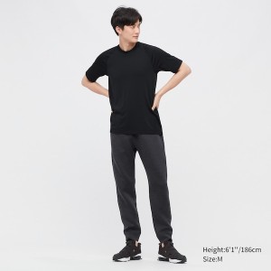 Black Men Uniqlo DRY-EX Crew Neck Short-Sleeve T Shirts | 3098-WXFVJ