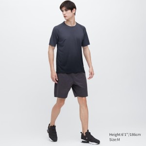 Black Men Uniqlo DRY-EX Crew Neck Short-Sleeve T Shirts | 7841-WFAPT