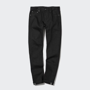 Black Men Uniqlo Stretch Selvedge Slim-Fit Jeans | 3109-UVZKY