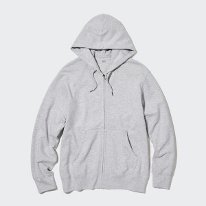 Black Men Uniqlo Sweat Full-Zip Hoodie | 8903-RWBQZ