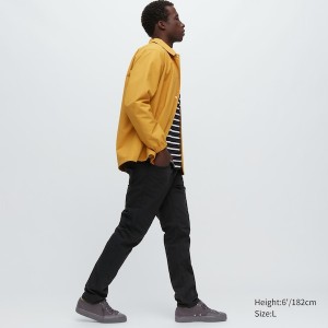 Black Men Uniqlo Tech Denim Skinny Fit Jeans | 8543-HNCYM