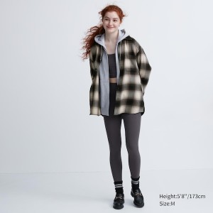 Black Women Uniqlo Flannel Checked Long-Sleeve Shirts | 5497-XBAJT