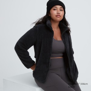 Black Women Uniqlo Fluffy Yarn Fleece Full-Zip jackets | 7256-BYWNK