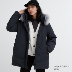 Black Women Uniqlo Hybrid Down Coats | 6302-MHPRV