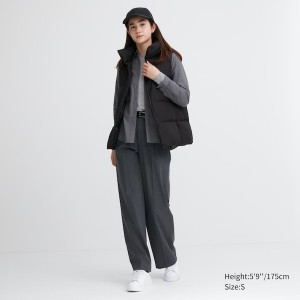 Black Women Uniqlo Powder Soft Down Vest | 7438-KPUBY