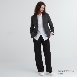 Black Women Uniqlo Wide-Fit Pleated Pants | 4627-NYELV