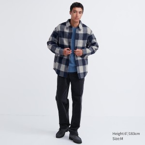 Blue Men Uniqlo Checked Overshirt jackets | VAGIHE-182