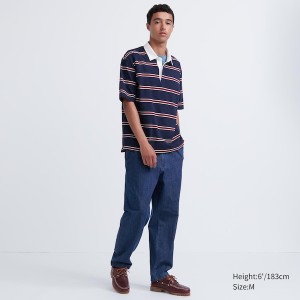 Blue Men Uniqlo Cotton Relaxed Ankle Pants | 8204-UYMKF