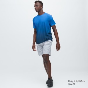 Blue Men Uniqlo DRY-EX Crew Neck Short-Sleeve T Shirts | 2840-SYAKU