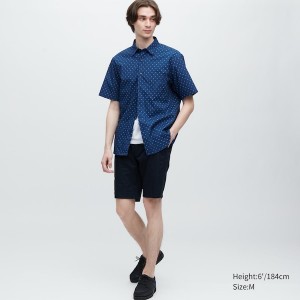 Blue Men Uniqlo Extra Fine Cotton Short-Sleeve Shirts | 2956-KGXZP