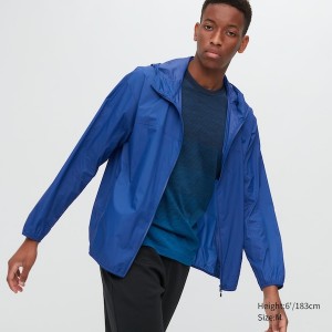 Blue Men Uniqlo Pocketable UV Protection 3D Cut Parka | 1526-YJRTE