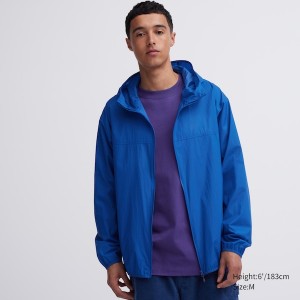 Blue Men Uniqlo Pocketable UV Protection 3D Cut Parka | NPYZCJ-508