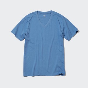 Blue Men Uniqlo Supima® Cotton V-Neck Short-Sleeve T Shirts | 7826-HEMDN