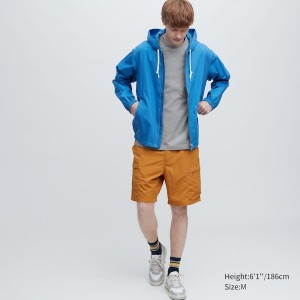 Blue Men Uniqlo Washed Cotton Crew Neck Long-Sleeve jackets | 3564-AZQTV