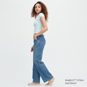 Blue Women Uniqlo Baggy Jeans | 0159-PSLFH