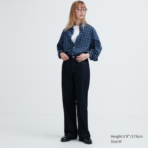 Blue Women Uniqlo Extra Fine Cotton Broadcloth Checked Long-Sleeve Shirts | 0159-YLHKQ