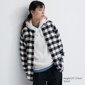 Blue Women Uniqlo Flannel Checked Long-Sleeve Shirts | 6548-PSKUH