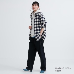 Blue Women Uniqlo Flannel Checked Long-Sleeve Shirts | 7406-DIYNR