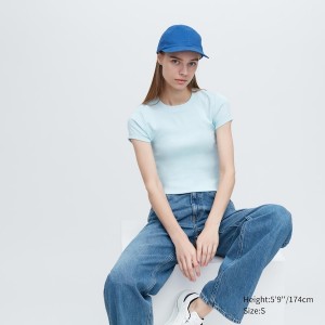 Blue Women Uniqlo Mini Short-Sleeve T Shirts | 9207-UEHRB