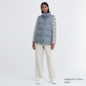 Blue Women Uniqlo Powder Soft Down Vest | 9615-HNVWG