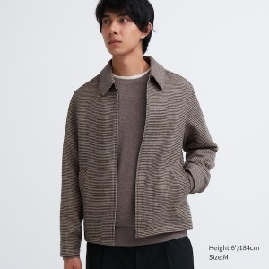 Brown Men Uniqlo Single Collar Short Blouson jackets | GAMXUL-562