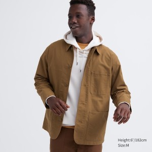 Brown Men Uniqlo Utility jackets | BLXCNO-532