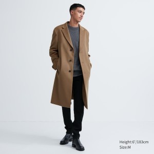 Brown Men Uniqlo Wool Cashmere Chesterfield Coats | JXNUKP-347