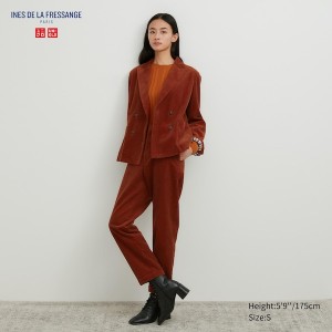 Brown Women Uniqlo Corduroy Tapered Ankle Pants | 5190-MDUCO