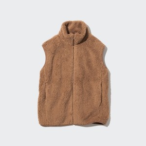 Brown Women Uniqlo Light Pile-Lined Fleece Vest | 7952-MVOLN