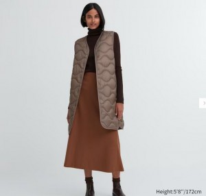 Brown Women Uniqlo Ultra Light Down Long Vest | 0892-YIXFL