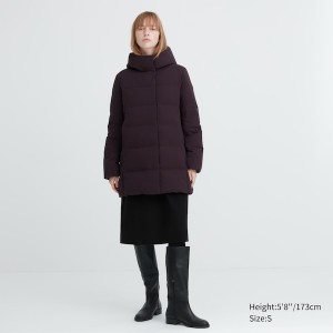 Burgundy Women Uniqlo Seamless Down Short Coats | 5072-AXLSD