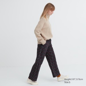 Dark Brown Women Uniqlo Flannel Checked Pants | 6157-ADFPC