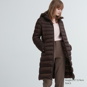 Dark Brown Women Uniqlo Ultra Light Down Long Coats | 0694-ACVPR