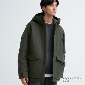 Dark Green Men Uniqlo Hybrid Down Parka | BSTMOI-632