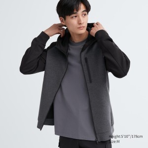 Dark Grey Men Uniqlo Dry Stretch Sweat Full-Zip Hoodie | 0128-WRBIG