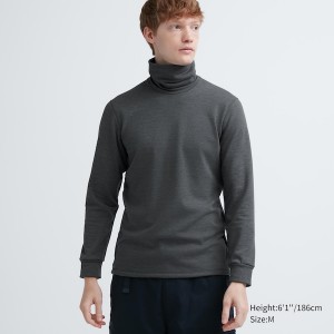 Dark Grey Men Uniqlo HEATTECH Ultra Warm Turtleneck T Shirts | 8061-YTQZA