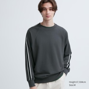 Dark Grey Men Uniqlo Side-Stripe Sweatshirts | 6910-MNIWC