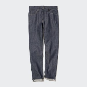 Dark Grey Men Uniqlo Stretch Selvedge Slim-Fit Jeans | 3641-MUVKC