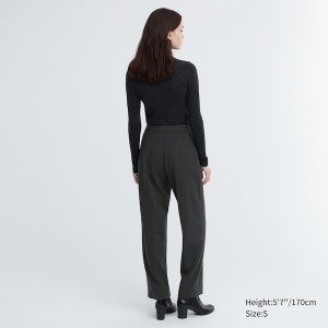 Dark Grey Women Uniqlo Easy Wide Straight Pants | 2170-VCXQP