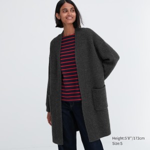 Dark Grey Women Uniqlo Knitted Long Coats | 1592-EDWZI