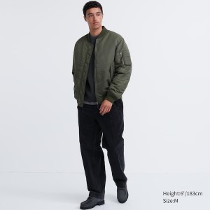 Green Men Uniqlo MA-1 Blouson jackets | QUYVOP-290