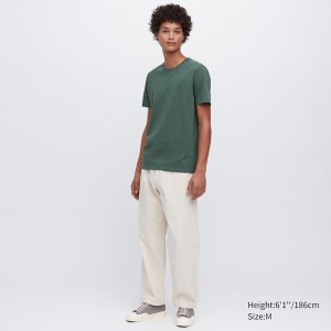 Green Men Uniqlo Supima® Cotton Crew Neck Short-Sleeve T Shirts | 9086-GNSBC